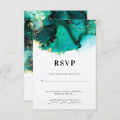 Emerald Green Jewel Tone Wedding RSVP (Voorkant / Achterkant)