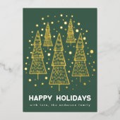 Emerald Green Kerstmis Pine Tree Forest Happy Folie Feestdagenkaart (Voorkant)