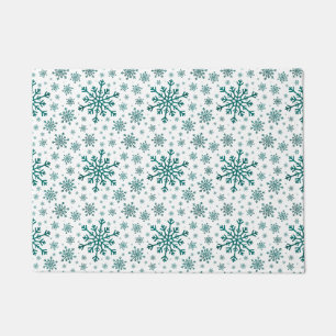 Emerald Green Kerstmis Snowflakes op Winter White Deurmat