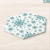 Emerald Green Kerstmis Snowflakes op Winter White Kartonnen Onderzetters (Schuin)