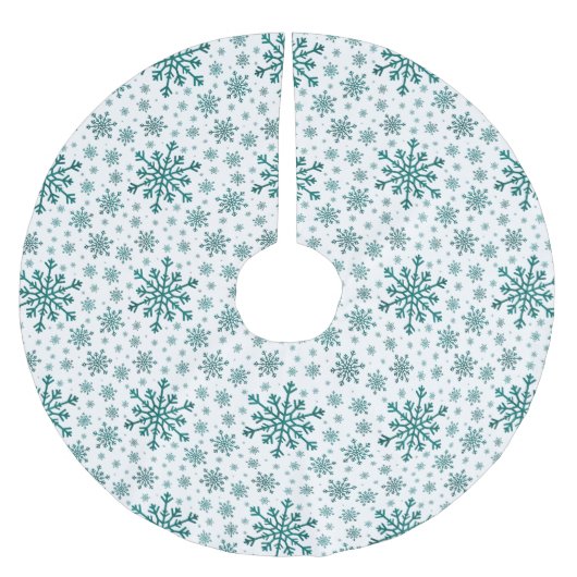 Emerald Green Kerstmis Snowflakes op Winter White Kerstboom Rok (Voorkant)