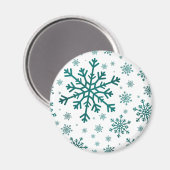Emerald Green Kerstmis Snowflakes op Winter White Magneet (Voorkant / Achterkant)