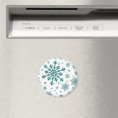 Emerald Green Kerstmis Snowflakes op Winter White Magneet (Insitu (Vaatwasser))