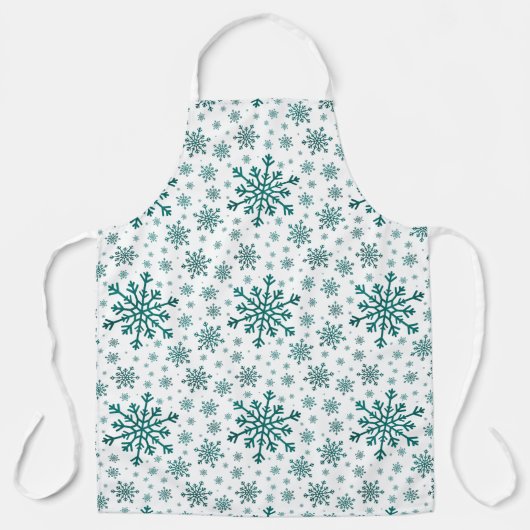 Emerald Green Kerstmis Snowflakes op Winter White Schort (Voorkant)