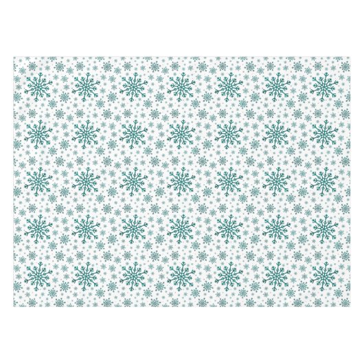 Emerald Green Kerstmis Snowflakes op Winter White Tafelkleed (Voorkant (Horizontaal))