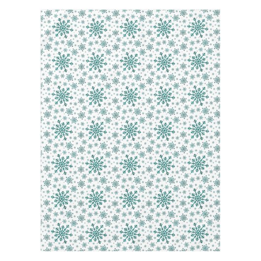 Emerald Green Kerstmis Snowflakes op Winter White Tafelkleed (Voorkant)