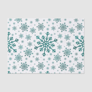 Emerald Green Kerstmis Snowflakes op Winter White Tissuepapier