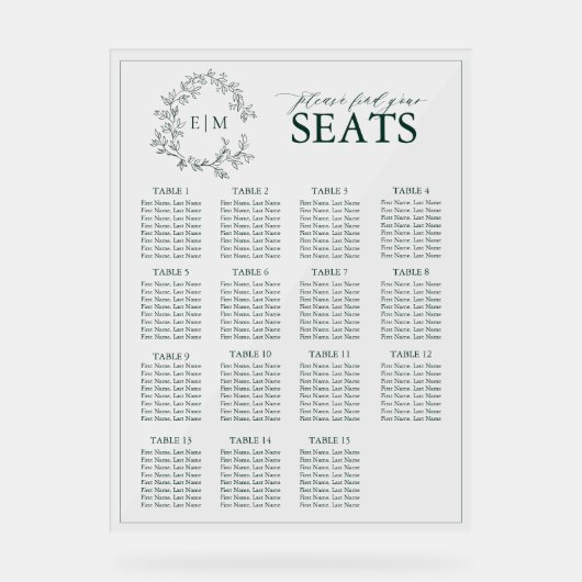 Emerald Green Leafy Crest Monogram Mariage (Recto)