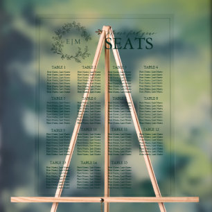 Emerald Green Leafy Crest Monogram Mariage