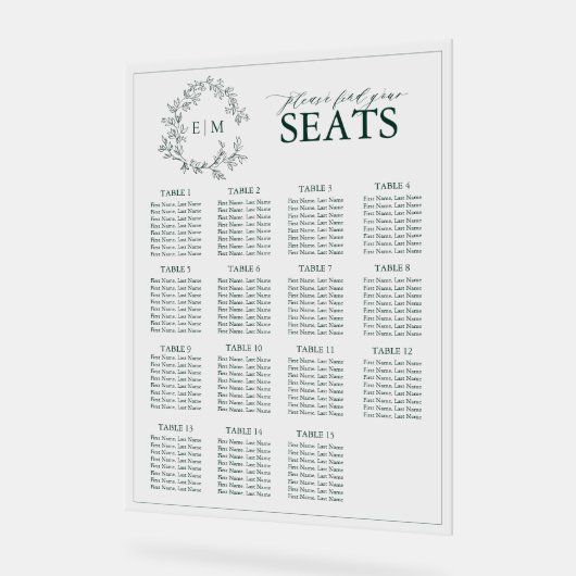 Emerald Green Leafy Crest Monogram Mariage (Angle)