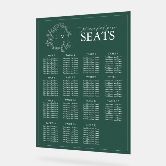 Emerald Green Leafy Crest Monogram Mariage (Angle)