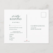 Emerald Green Leafy Crest Monogram Vertraging Datu Uitnodiging Briefkaart (Achterkant)