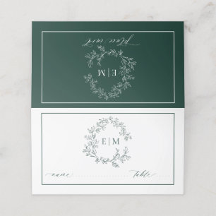 Emerald Green Leafy Crest Monogram Weddenschap