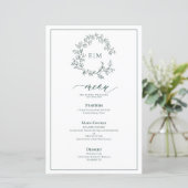Emerald Green Leafy Crest Monogram Weddenschap Men (Staand voorkant)