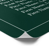 Emerald Green Leafy Crest Monogram Weddenschap Poster (Hoek)