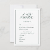 Emerald Green Leafy Crest Monogram Wedding RSVP (Achterkant)