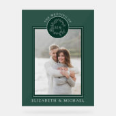 Emerald Green Leafy Crest Monogramme Mariage photo (Recto)