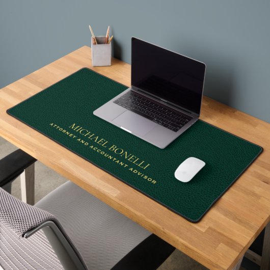 Emerald Green Leather Mannelijk Elegante NAAM Bureaumat (Kantoor 2)