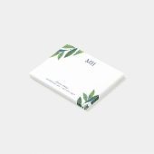 Emerald Green Leaves Monogram Post-it® Notes (Schuin)