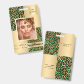 Emerald green leopard fotobusiness badge (Voor- en achterkant)