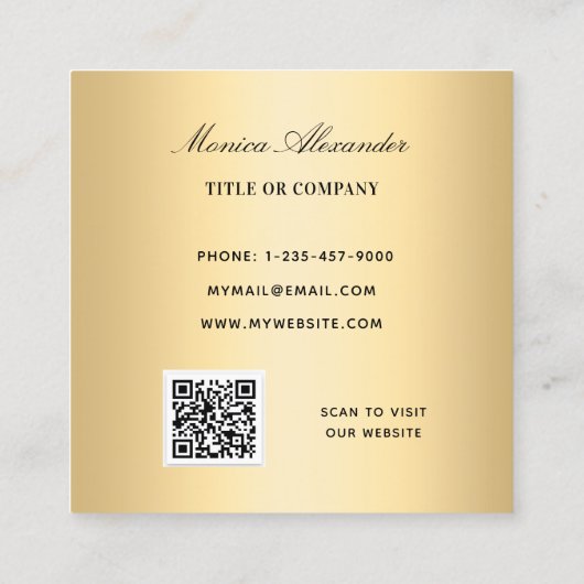 Emerald green leopard gold model logo QR code Vierkante Visitekaartje (Achterkant)