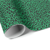 Emerald Green Leopard Print Wrapping Paper Cadeaupapier (Rol Hoek)