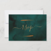 Emerald Green Marble & Gold Eucalyptus RSVP (Devant)