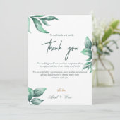 Emerald Green Marble & Gold Eucalyptus Weddenschap Bedankkaart (Staand voorkant)
