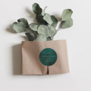 Emerald Green Marble & Gold Eucalyptus Weddenschap Ronde Sticker