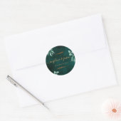 Emerald Green Marble & Gold Eucalyptus Weddenschap Ronde Sticker (Envelop)