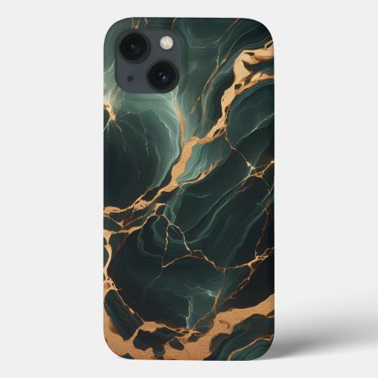 Emerald Green Marble iPhone 13 Coque (Verso)