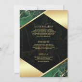 Emerald Green Marble Monogram Alles in één bruilof Kaart (Achterkant)