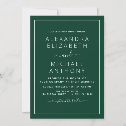 Emerald Green Mariage avec invitation photo (Devant)