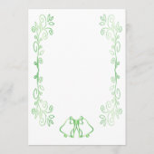 Emerald Green Mariage Menu Card Bells Scrollwork (Dos)