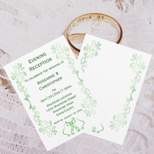Emerald Green Mariage Réception Invitation Cloches