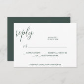 Emerald Green Mariage RSVP Calligraphie simple (Devant / Derrière)