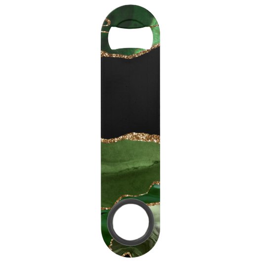 Emerald Green Marked Agate Contemeigostone Speed Flessenopener (Voorkant)