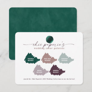 Emerald Green & Mauve Wedding Color Palette Card