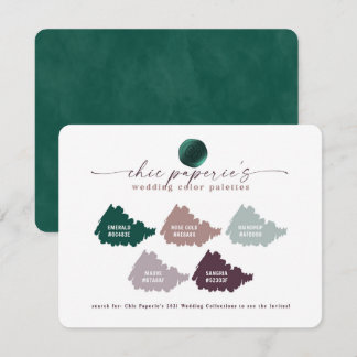Emerald Green & Mauve Wedding Color Palette Card