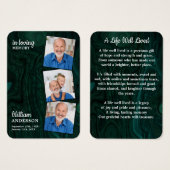 Emerald Green Memorial 3 Foto Funeral Prayer Kaart (Voorkant /achterkant)