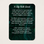 Emerald Green Memorial 3 Photo - Carte de prière f (Dos)