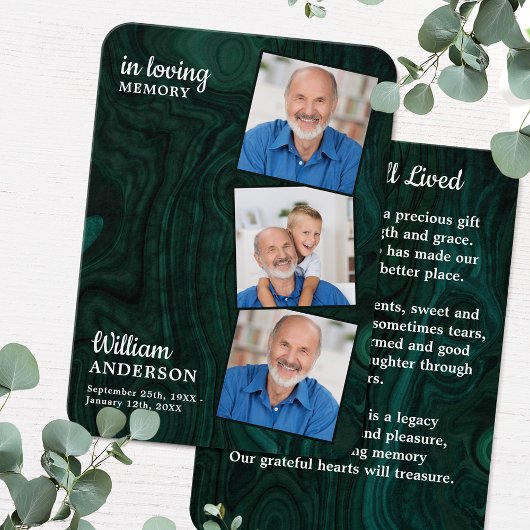 Emerald Green Memorial 3 Photo - Carte de prière f