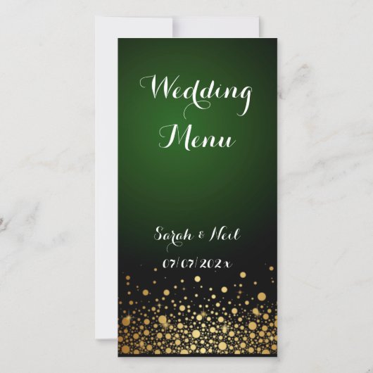 Emerald Green Menu mariage populaire (Dos)
