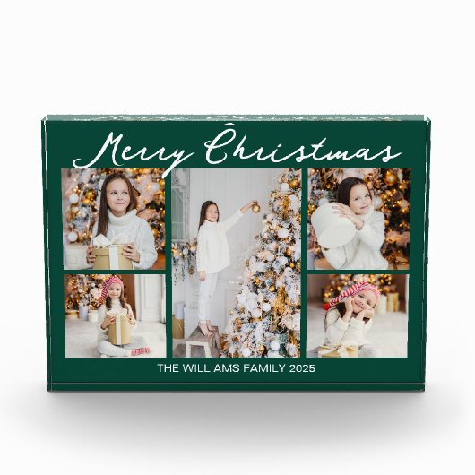 Emerald Green Merry Christmas Collage 5 Fotoblokken (Voorkant)