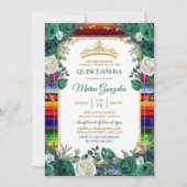 Emerald Green Mexican Charra Mis Quince Invitation Kaart (Voorkant)