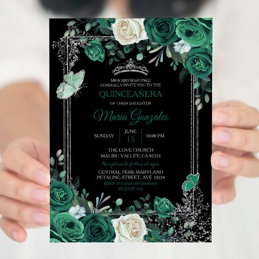 Emerald Green Mexican Charra Quinceanera Black Kaart