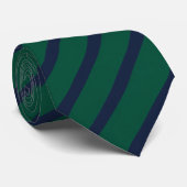 Emerald Green & Midnight Navy Diagonal Striped  Stropdas (Opgerold)