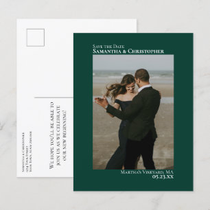 Emerald Green Minimal Wedding Photo Save the Date Aankondigingskaart
