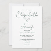 Emerald Green Minimalist Elegant Script Wedding Kaart (Voorkant)
