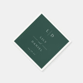 Emerald Green Minimalist Monogram bruiloft Servet (Hoek)